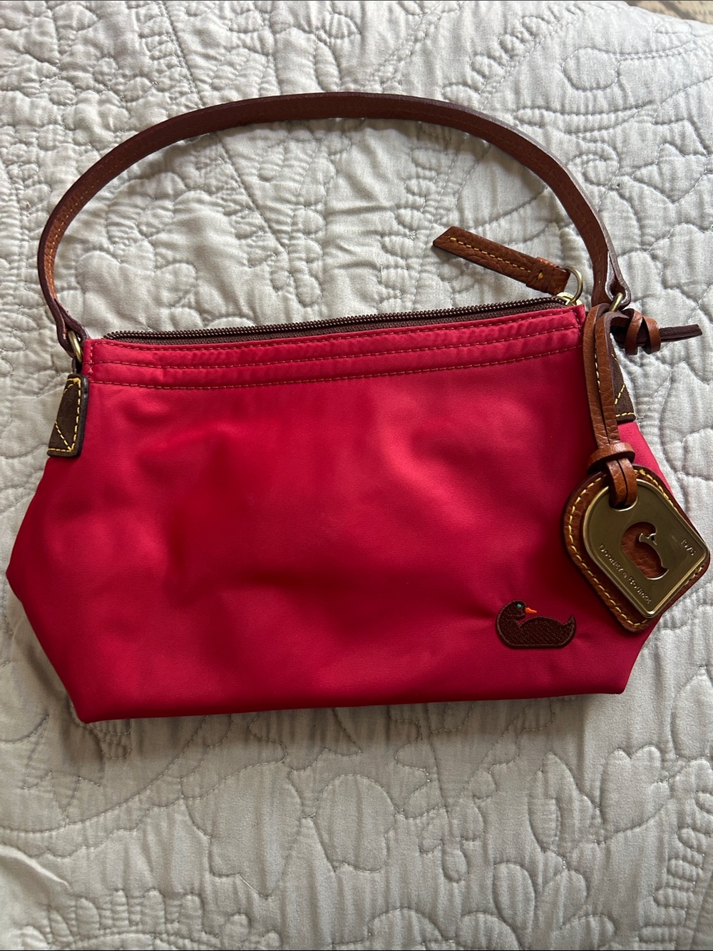 Dooney & Bourke Red Clutch with Leather Trim